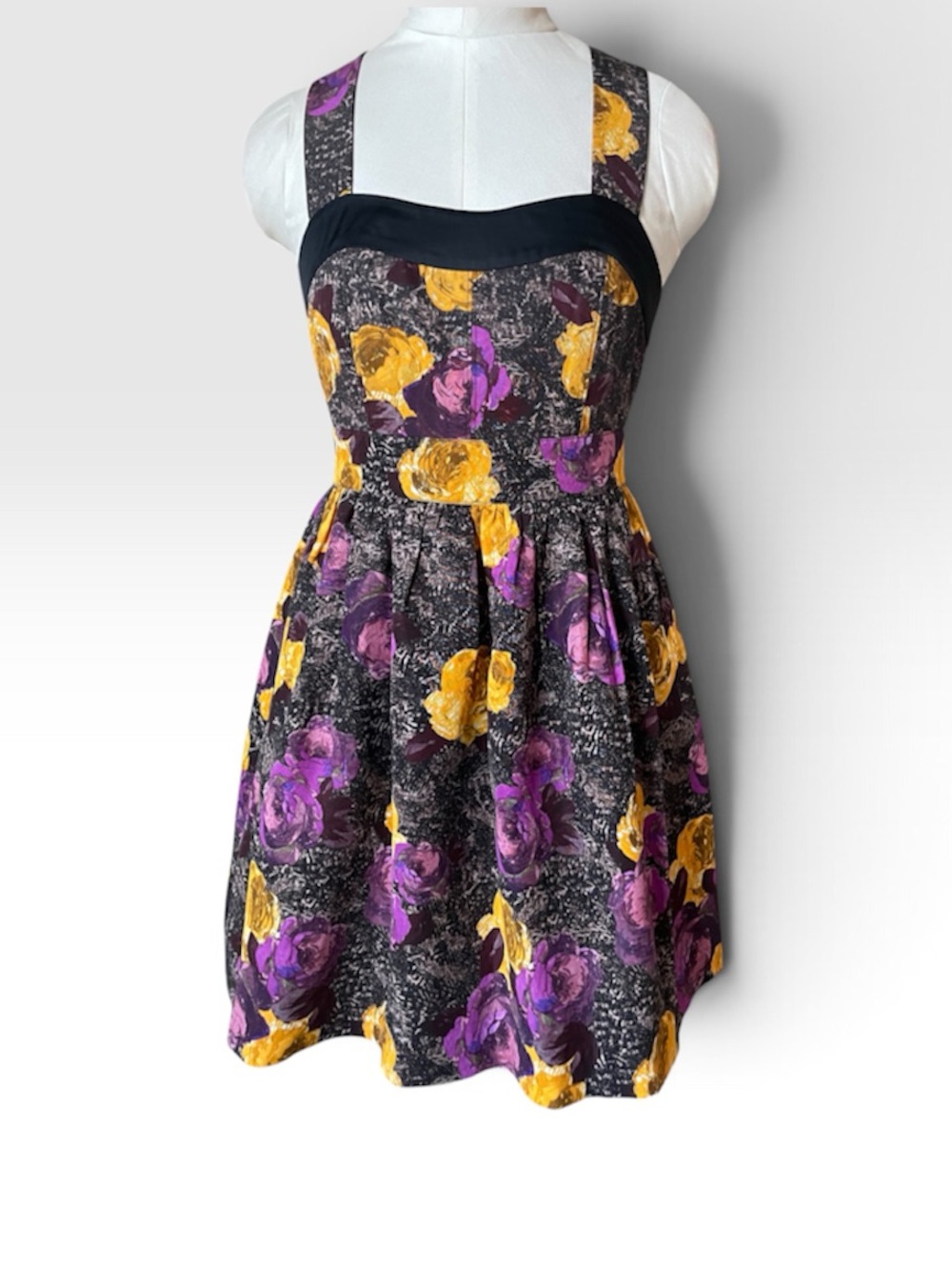 Anthropologie Twinkle By Wenlan Cutout Silk Blend Rose Print Dress Vintage Inspo